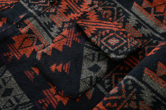 Chaqueta Camisa de Lana a Cuadros Estilo Étnico para Hombre - Image 20