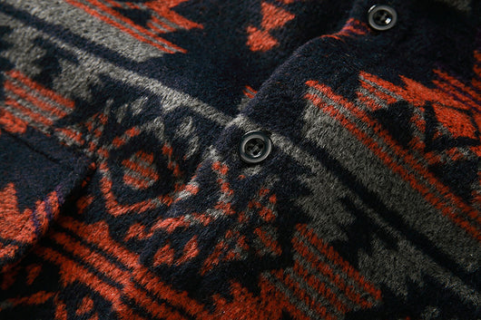 Chaqueta Camisa de Lana a Cuadros Estilo Étnico para Hombre - Image 21