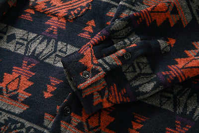 Chaqueta Camisa de Lana a Cuadros Estilo Étnico para Hombre - Image 22
