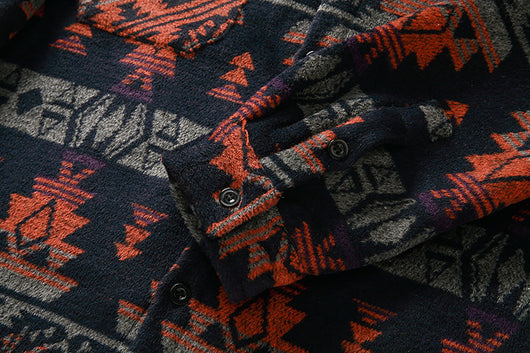 Chaqueta Camisa de Lana a Cuadros Estilo Étnico para Hombre - Image 22