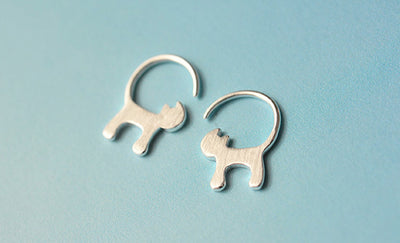 Aretes de Plata Esterlina 925 Gato con Estrella - Diseño Femenino Elegante - Image 4