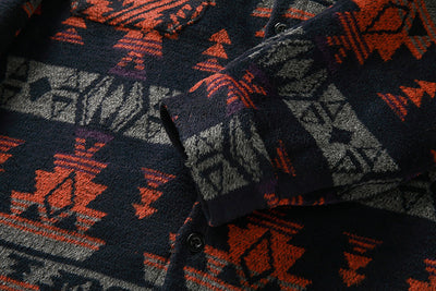 Chaqueta Camisa de Lana a Cuadros Estilo Étnico para Hombre - Image 23