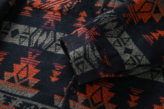 Chaqueta Camisa de Lana a Cuadros Estilo Étnico para Hombre - Image 23