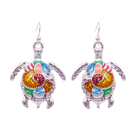 Aretes de Tortuga Coloridos con Efecto Goteo - Diseño Delicado y Brillante - Image 6