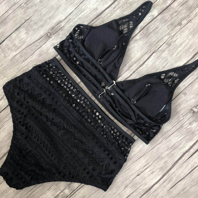 Bikini Enterizo de Cintura Alta con Detalles de Encaje - Image 7