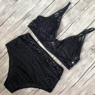 Bikini Enterizo de Cintura Alta con Detalles de Encaje - Image 8
