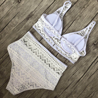 Bikini Enterizo de Cintura Alta con Detalles de Encaje - Image 10