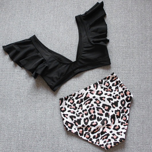 Bikini Estampado Leopardo Cintura Alta Dividido Dos Piezas - Image 10
