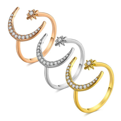 Anillos de Moda Europeos y Americanos con Estrellas y Luna de Circonia - Image 14