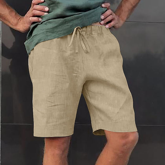 Pantalones Cortos de Lino con Cordón y Múltiples Bolsillos - Image 15