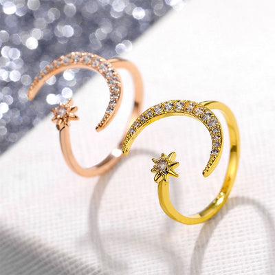 Anillos de Moda Europeos y Americanos con Estrellas y Luna de Circonia - Image 15