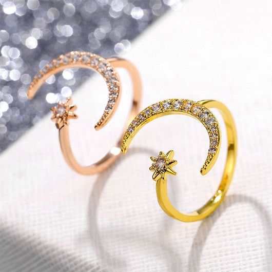 Anillos de Moda Europeos y Americanos con Estrellas y Luna de Circonia - Image 15