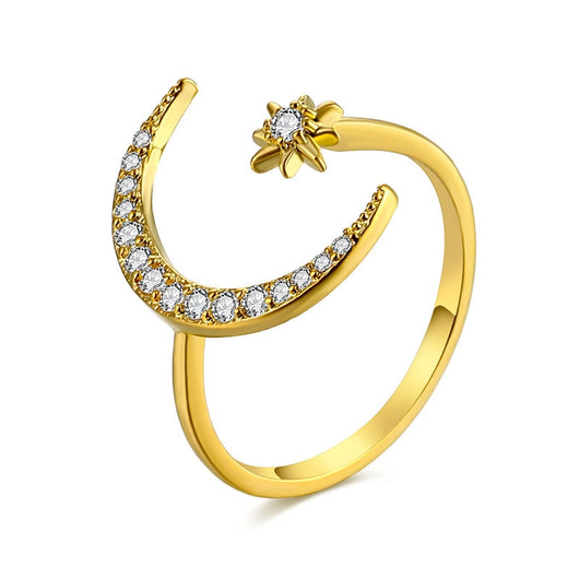 Anillos de Moda Europeos y Americanos con Estrellas y Luna de Circonia - Image 16