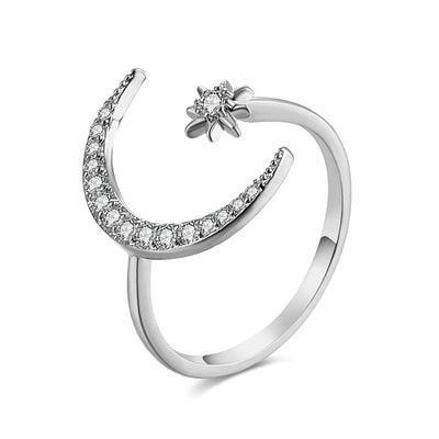 Anillos de Moda Europeos y Americanos con Estrellas y Luna de Circonia - Image 17