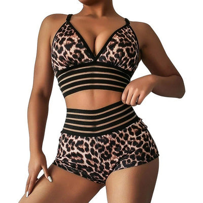 Traje de Baño Estampado Leopardo de Cintura Alta con Abertura Lateral - Image 7