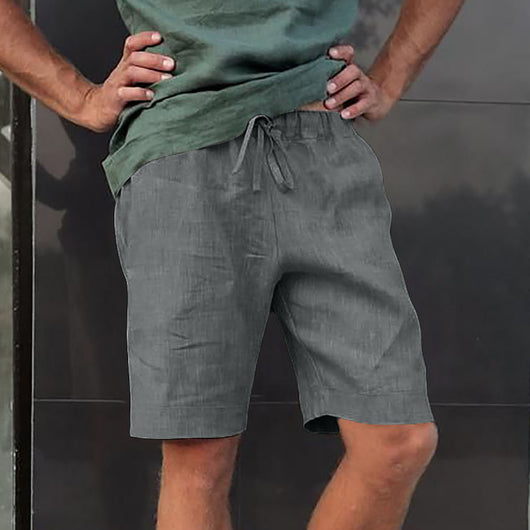 Pantalones Cortos de Lino con Cordón y Múltiples Bolsillos - Image 17