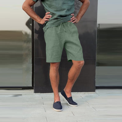 Pantalones Cortos de Lino con Cordón y Múltiples Bolsillos - Image 20