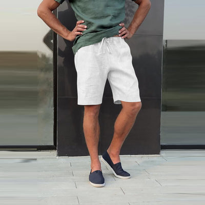Pantalones Cortos de Lino con Cordón y Múltiples Bolsillos - Image 21