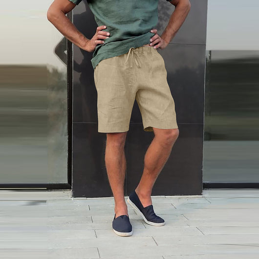 Pantalones Cortos de Lino con Cordón y Múltiples Bolsillos - Image 23