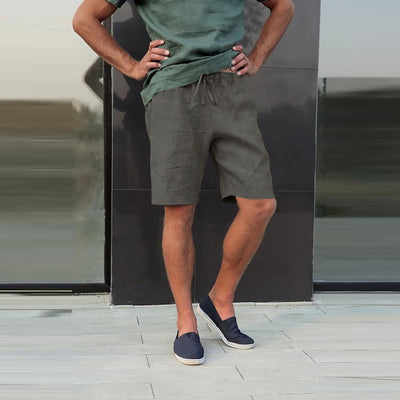 Pantalones Cortos de Lino con Cordón y Múltiples Bolsillos - Image 26