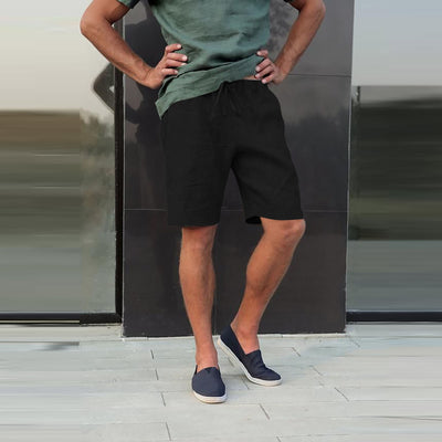 Pantalones Cortos de Lino con Cordón y Múltiples Bolsillos - Image 27