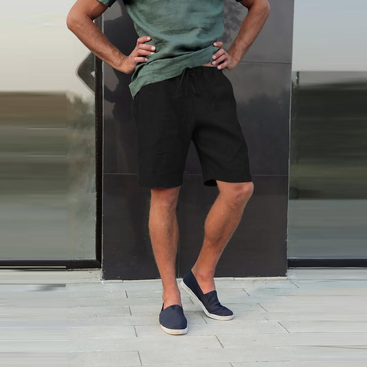 Pantalones Cortos de Lino con Cordón y Múltiples Bolsillos - Image 27