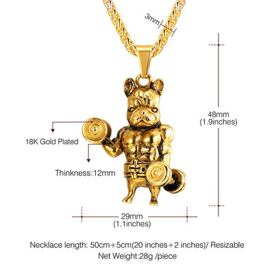 Cadena para Hombre Acero Inoxidable 316L Bulldog Francés Estilo Statement - Image 4