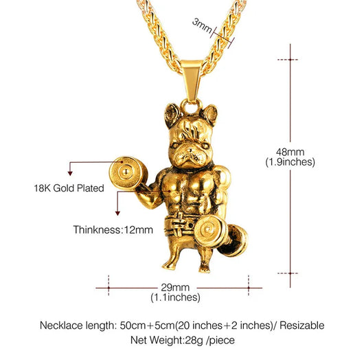 Cadena para Hombre Acero Inoxidable 316L Bulldog Francés Estilo Statement - Image 4