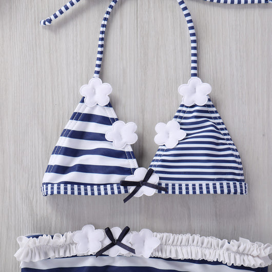Traje de Baño Infantil con Encaje y Rayas - Image 10