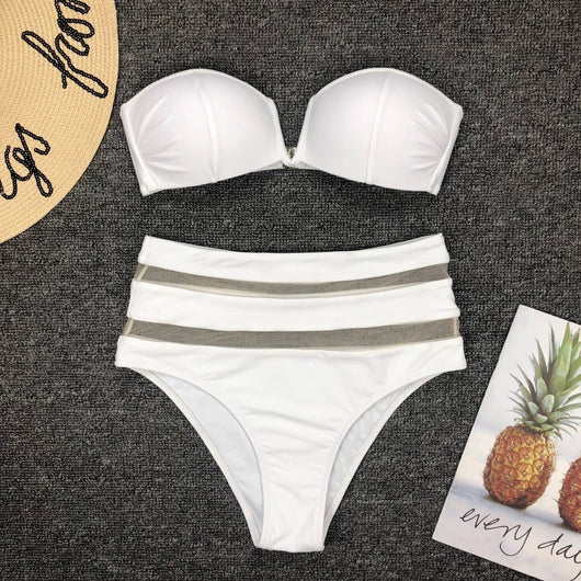Bikini Escotado con Malla - Diseño Split Moderno - Image 13