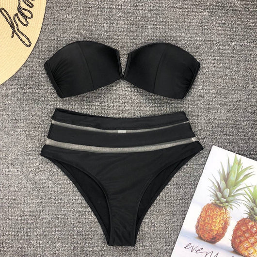 Bikini Escotado con Malla - Diseño Split Moderno - Image 16