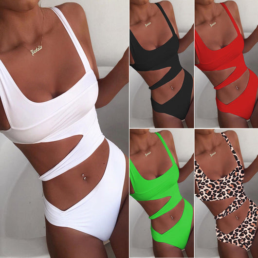 Traje de Baño Enterizo de Color Liso - Image 12