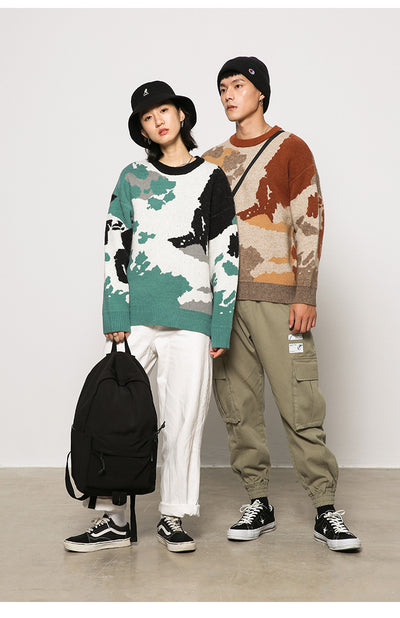 Abrigo Suelto Unisex Estilo Camuflaje Retro Japonés - Suéter para Parejas Otoño - Image 6