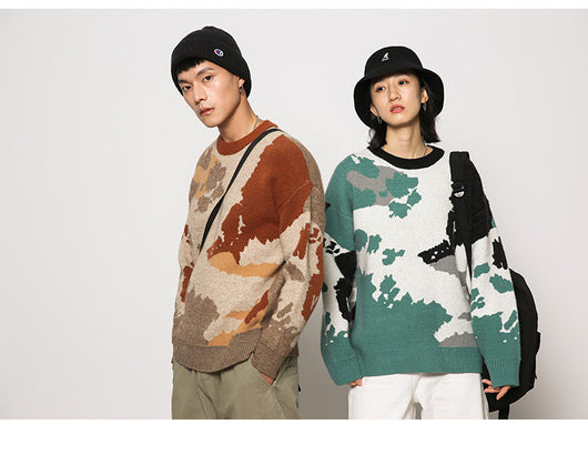 Abrigo Suelto Unisex Estilo Camuflaje Retro Japonés - Suéter para Parejas Otoño - Image 8
