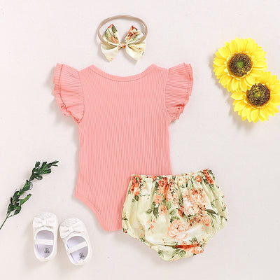 Conjunto de Verano para Bebé: Romper Floral con Shorts y Diadema - Image 11