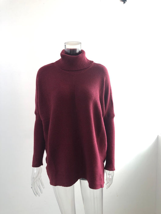 Suéter de Cuello Alto Manga Murciélago Tejido Grueso Holgado Otoño Invierno - Image 11