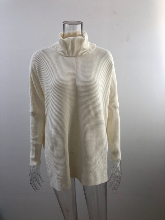 Suéter de Cuello Alto Manga Murciélago Tejido Grueso Holgado Otoño Invierno - Image 13