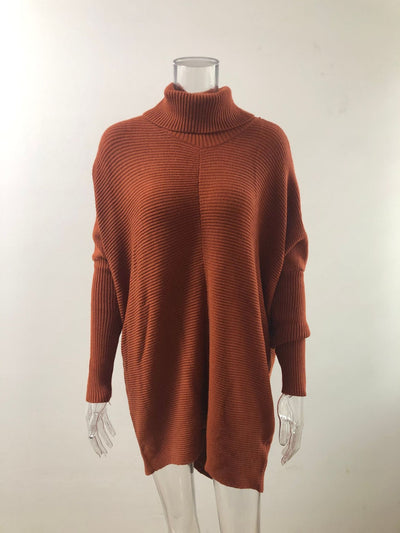 Suéter de Cuello Alto Manga Murciélago Tejido Grueso Holgado Otoño Invierno - Image 15