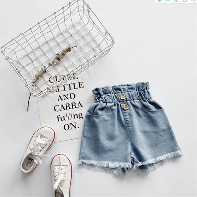 Pantalones Cortos Denim Cintura Alta para Niñas con Estampado Floral - Estilo Coreano Verano - Image 17