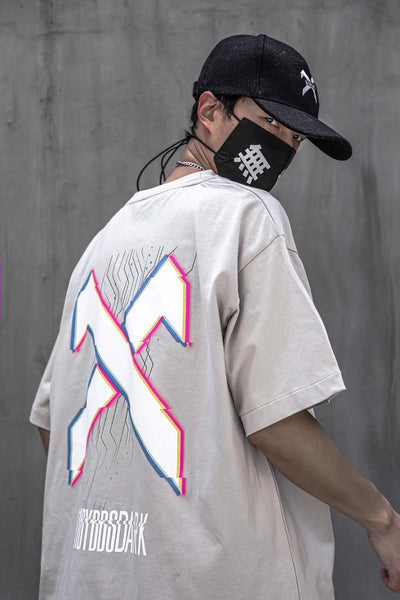 Camiseta Reflectante Estampada Manga Corta Hombre Cuello Redondo Hip-Hop - Image 8