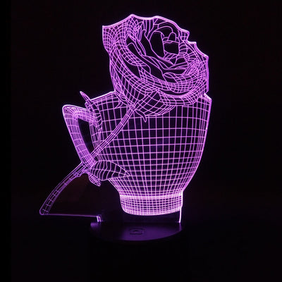 Lámpara Nocturna Rosa 3D con Efecto Floral - Image 11