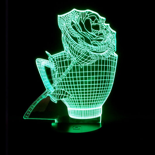 Lámpara Nocturna Rosa 3D con Efecto Floral - Image 15