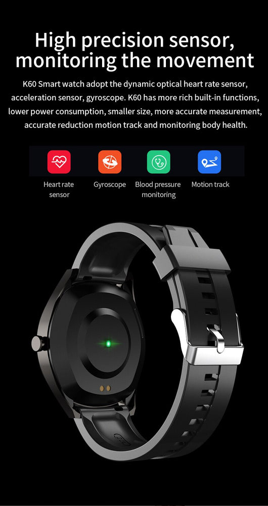 Reloj Inteligente K60 Pantalla Redonda Táctil con Monitor de Frecuencia Cardíaca - Image 11