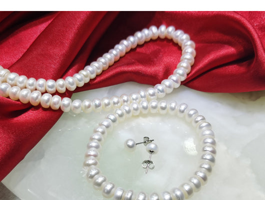 Conjunto de Joyería de Perlas: Collar, Pulsera y Aretes - Image 5