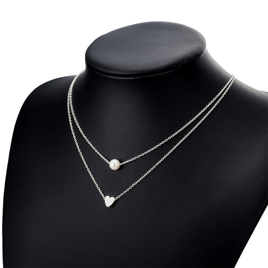 Collar Doble Cadena de Perlas Bohemio - Diseño Minimalista Love - Image 11