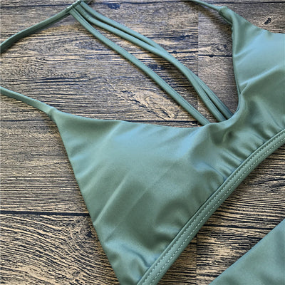 Bikini Dividido de Color Sólido para Mujer - Image 8