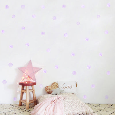 Six sheets of pink watercolor dot wall stickers, each with six circular decals, totaling 36 pieces for children's rooms. - Image 9