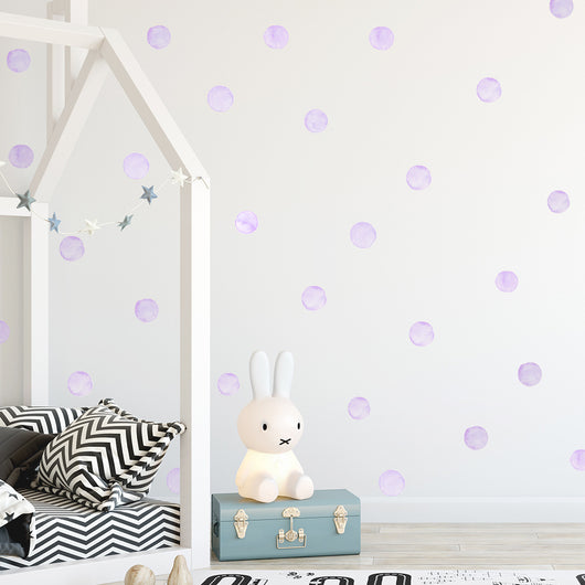 Six sheets of pink watercolor dot wall stickers, each with six circular decals, totaling 36 pieces for children's rooms. - Image 10