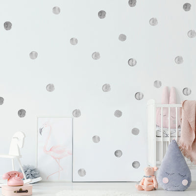 Six sheets of pink watercolor dot wall stickers, each with six circular decals, totaling 36 pieces for children's rooms. - Image 12