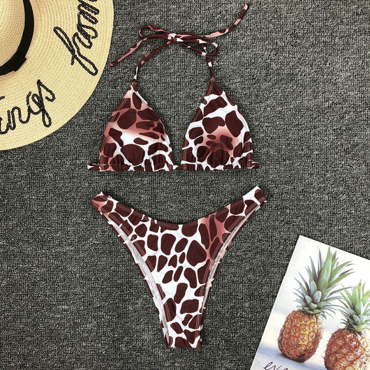 Bikini Estampado de Leopardo con Mangas Largas Tres Piezas - Image 8